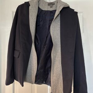 Black and Gray Blazer with Hoodie One by Chapter One Size Small